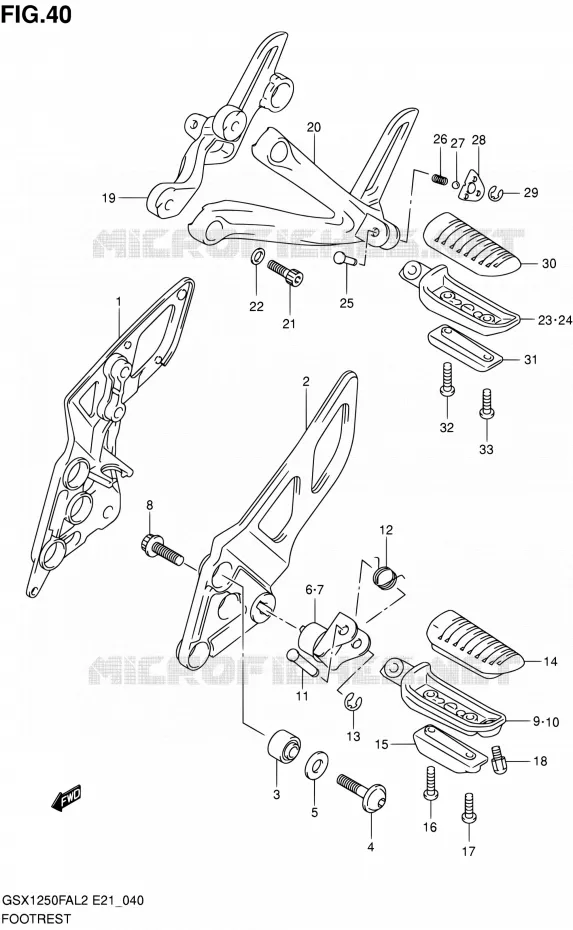 FOOTREST Suzuki MOTO 1250 GSX-F 2014  GSX1250FAL2(E21)