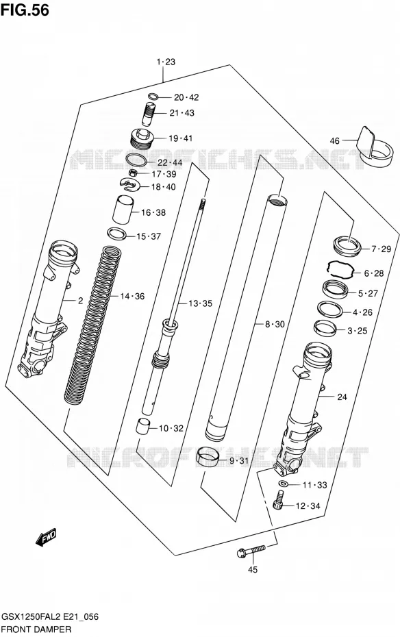 FRONT FORK Suzuki MOTO 1250 GSX-F 2015  GSX1250FAL2(E21)