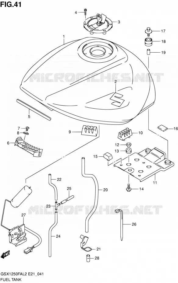 FUEL TANK (GSX1250FAL2 E21) Suzuki MOTO 1250 GSX-F 2014  GSX1250FAL2(E21)