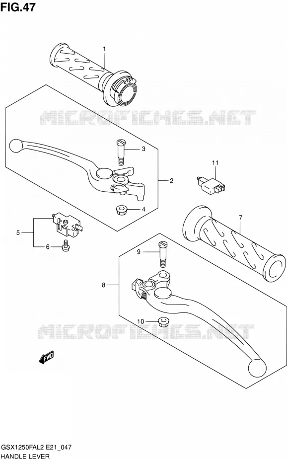 HANDGRIPS - LEVERS  Suzuki MOTO 1250 GSX-F 2012  GSX1250FAL2(E21)