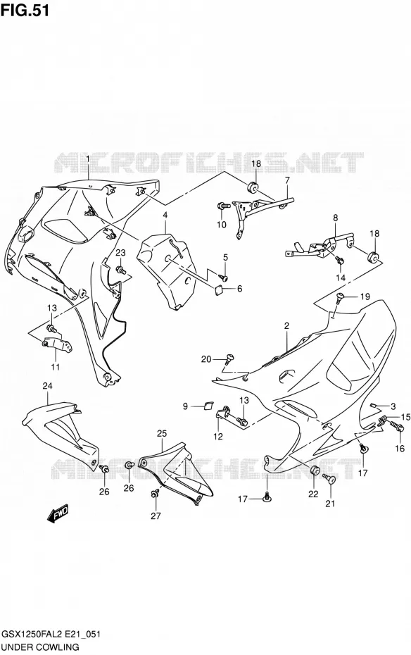 LOWER FAIRING Suzuki MOTO 1250 GSX-F 2013  GSX1250FAL2(E21)