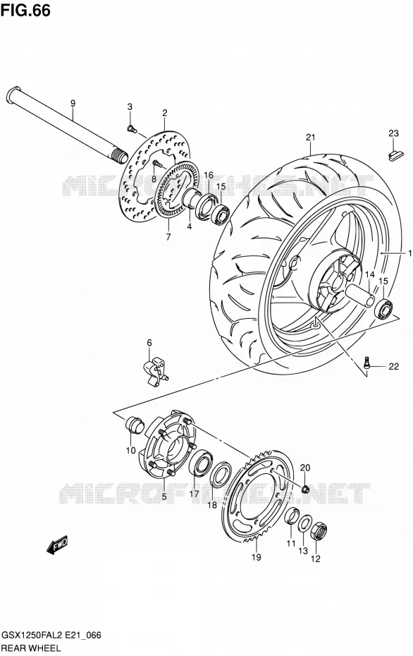 REAR WHEEL Suzuki MOTO 1250 GSX-F 2012  GSX1250FAL2(E21)