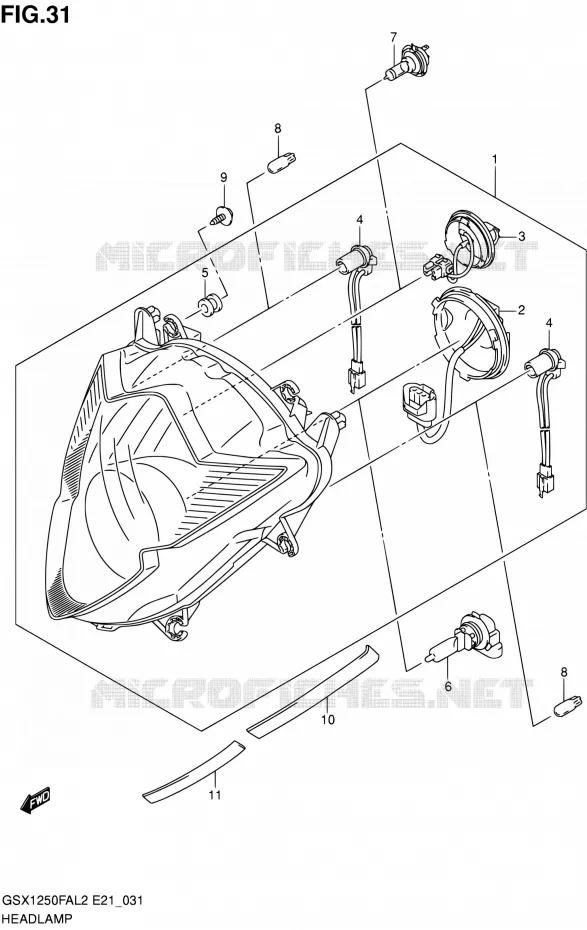 HEAD LAMP (GSX1250FAL2 E21) Suzuki MOTO 1250 GSX-F 2012  GSX1250FAL2(E24)