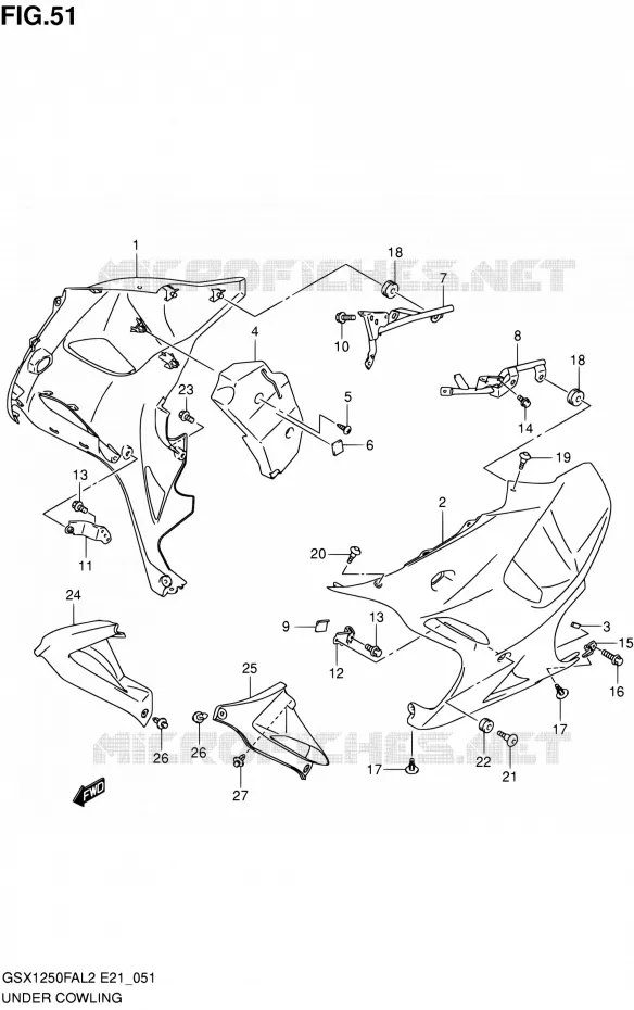 LOWER FAIRING Suzuki MOTO 1250 GSX-F 2012  GSX1250FAL2(E24)