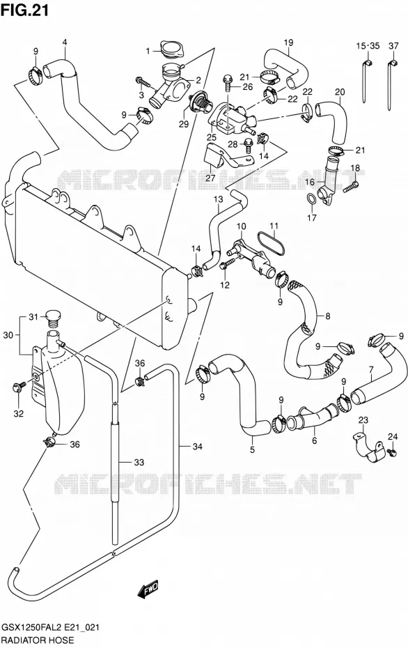 RADIATOR HOSE - EXPANSION TANK Suzuki MOTO 1250 GSX-F 2012  GSX1250FAL2(E24)