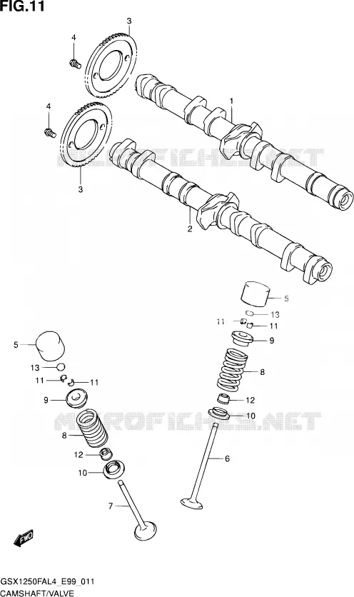 CAMSHAFT - VALVES Suzuki MOTO 1250 GSX-F 2014  GSX1250FA L4 (E99)