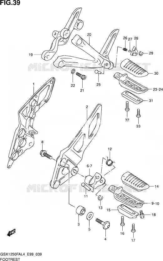 FOOTREST Suzuki MOTO 1250 GSX-F 2014  GSX1250FA L4 (E99)