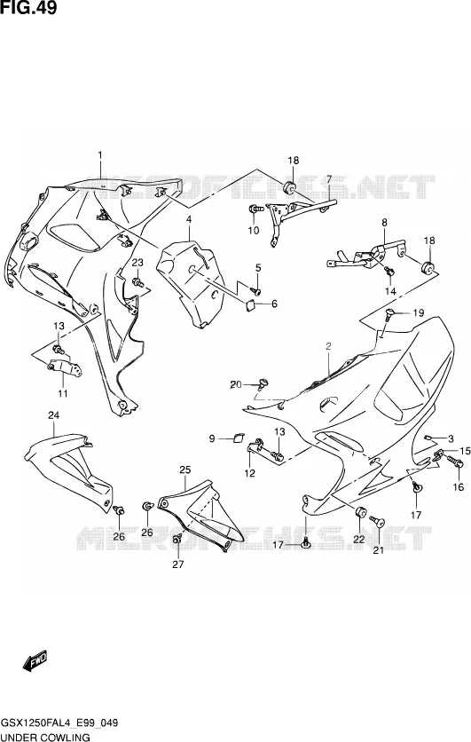 LOWER FAIRING Suzuki MOTO 1250 GSX-F 2014  GSX1250FA L4 (E99)