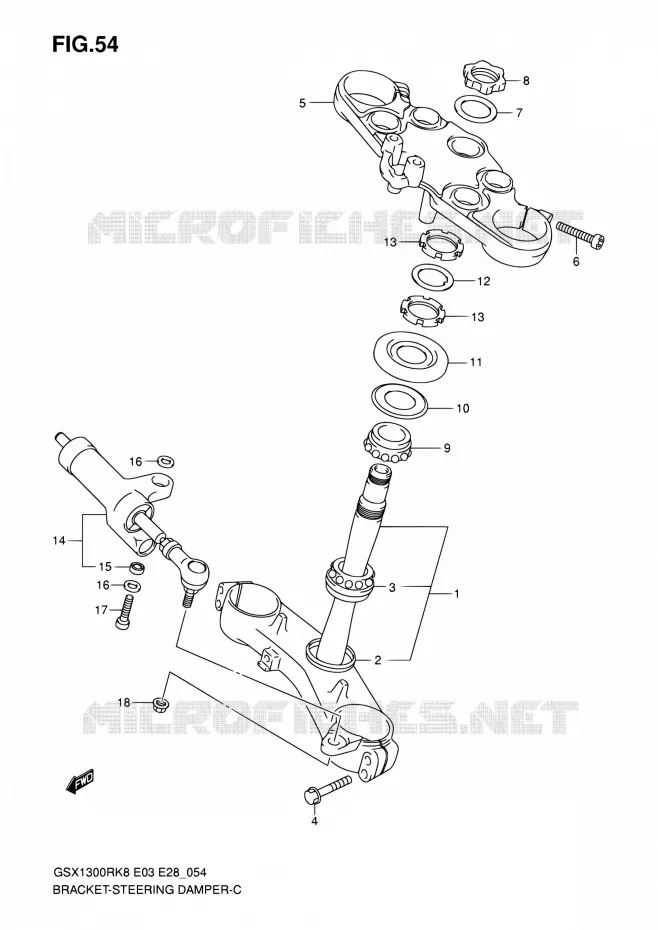 TRIPLE CLAMPS - STEERING DAMPER Suzuki MOTO 1300 HAYABUSA 2008  GSX1300R K8 (E03,E28,E33)