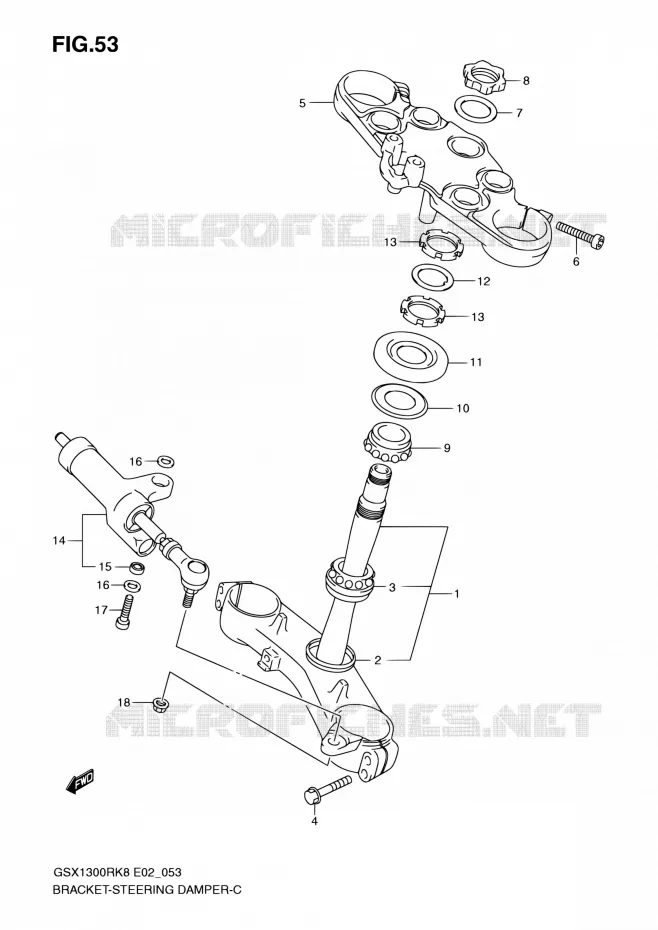 TRIPLE CLAMPS - STEERING DAMPER Suzuki MOTO 1300 HAYABUSA 2010  GSX1300RL0(E19)