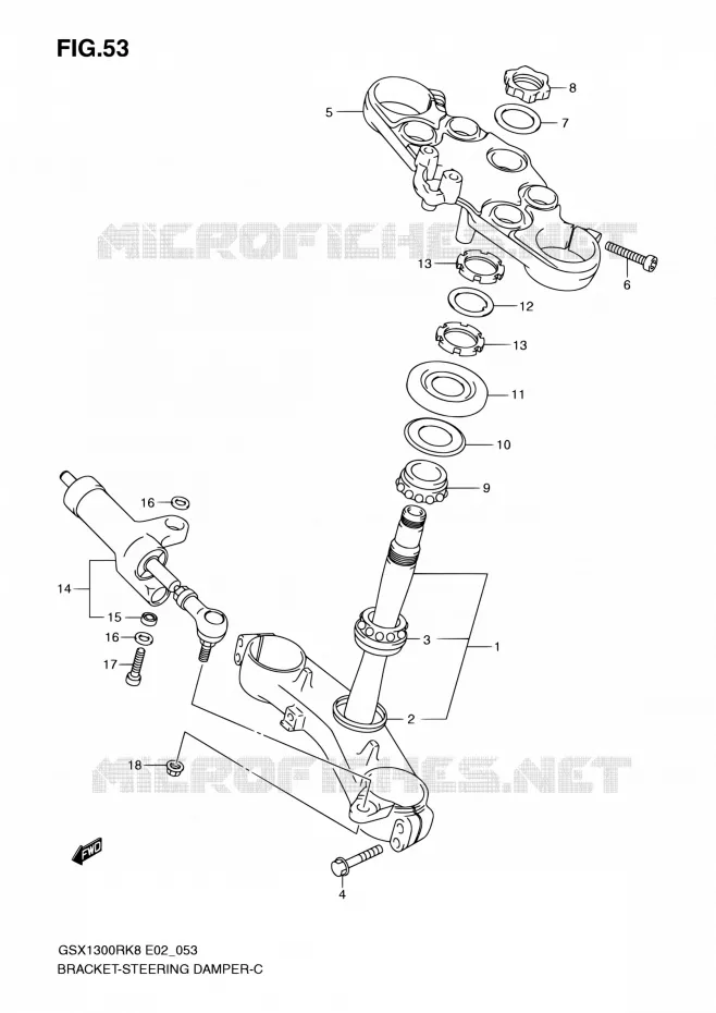 TRIPLE CLAMPS - STEERING DAMPER Suzuki MOTO 1300 HAYABUSA 2010  GSX1300RL0(E24)