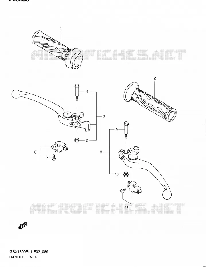 HANDGRIPS - LEVERS  Suzuki MOTO 1300 HAYABUSA 2011  GSX1300RL1(E14)
