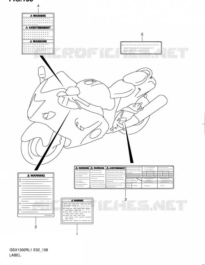 LABEL (GSX1300RL1 E02) Suzuki MOTO 1300 HAYABUSA 2011  GSX1300RL1(E51)