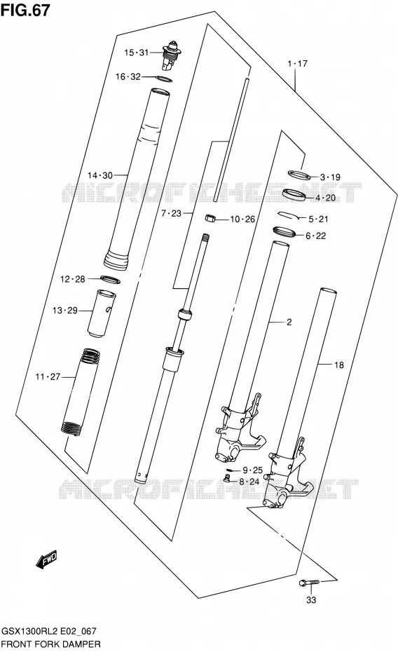 FRONT FORK Suzuki MOTO 1300 HAYABUSA 2012  GSX1300RL2(E02)