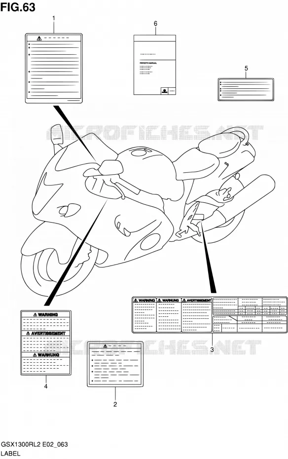 LABEL (GSX1300RL2 E19) Suzuki MOTO 1300 HAYABUSA 2012  GSX1300RL2(E02)