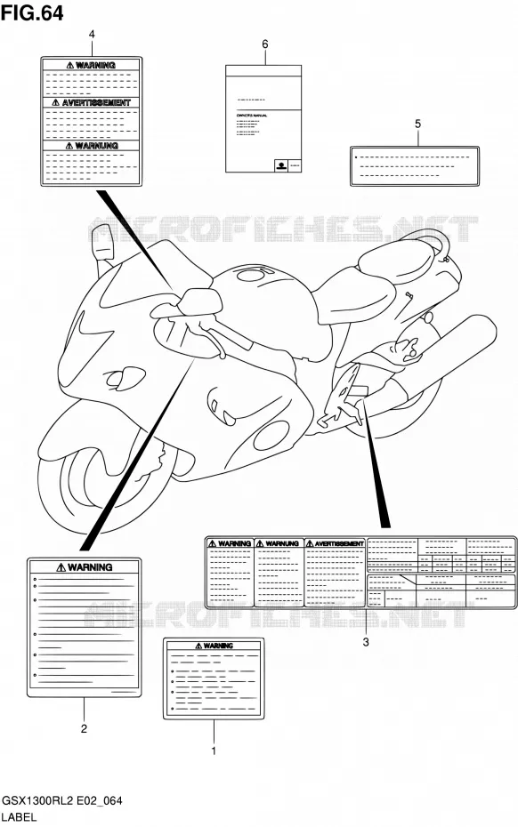 LABEL (GSX1300RL2 E24) Suzuki MOTO 1300 HAYABUSA 2012  GSX1300RL2(E02)
