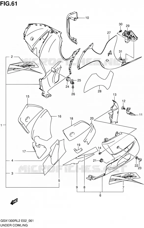 LOWER FAIRING Suzuki MOTO 1300 HAYABUSA 2012  GSX1300RL2(E02)