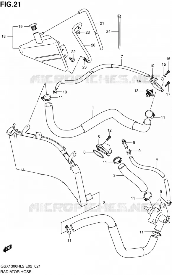 RADIATOR HOSE - EXPANSION TANK Suzuki MOTO 1300 HAYABUSA 2012  GSX1300RL2(E02)