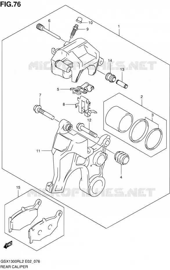 REAR CALIPER Suzuki MOTO 1300 HAYABUSA 2012  GSX1300RL2(E02)