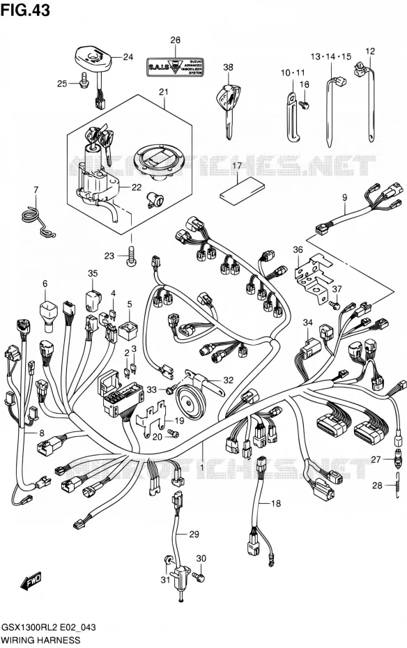 WIRING HARNESS Suzuki MOTO 1300 HAYABUSA 2012  GSX1300RL2(E02)