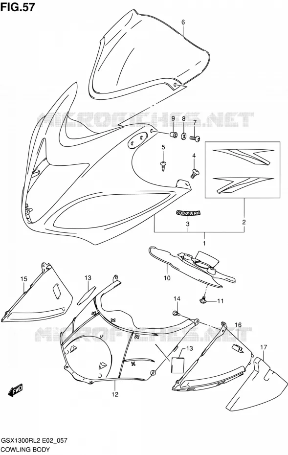 FAIRING Suzuki MOTO 1300 HAYABUSA 2012  GSX1300RL2(E19)