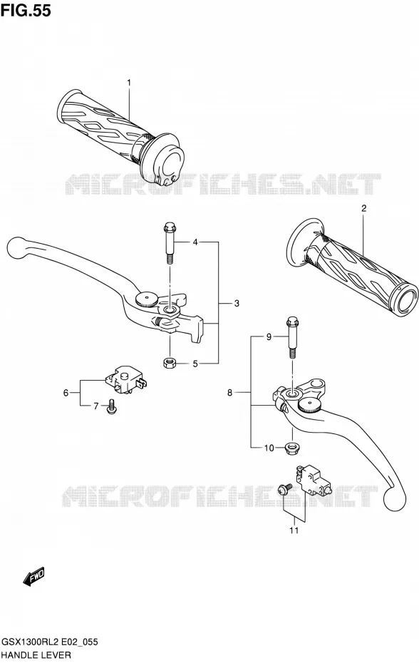 HANDGRIPS - LEVERS  Suzuki MOTO 1300 HAYABUSA 2012  GSX1300RL2(E19)