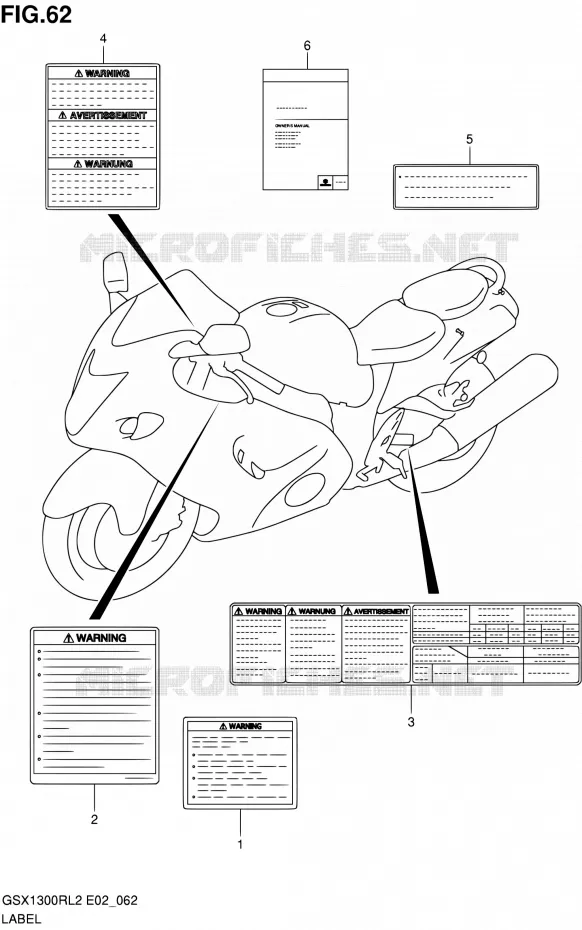 LABEL (GSX1300RL2 E02) Suzuki MOTO 1300 HAYABUSA 2012  GSX1300RL2(E19)