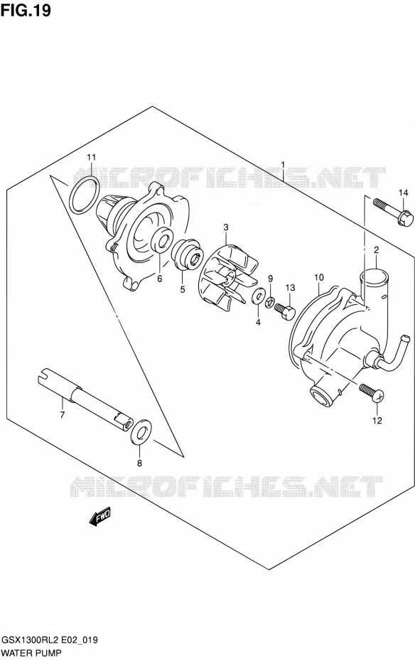 WATER PUMP Suzuki MOTO 1300 HAYABUSA 2012  GSX1300RL2(E19)