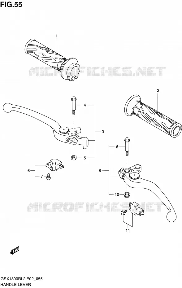 HANDGRIPS - LEVERS  Suzuki MOTO 1300 HAYABUSA 2012  GSX1300RL2(E24)