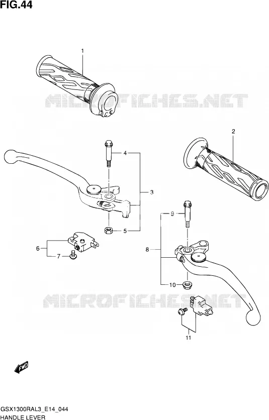 HANDGRIPS - LEVERS  Suzuki MOTO 1300 HAYABUSA 2013  GSX1300RA L3 (E14)