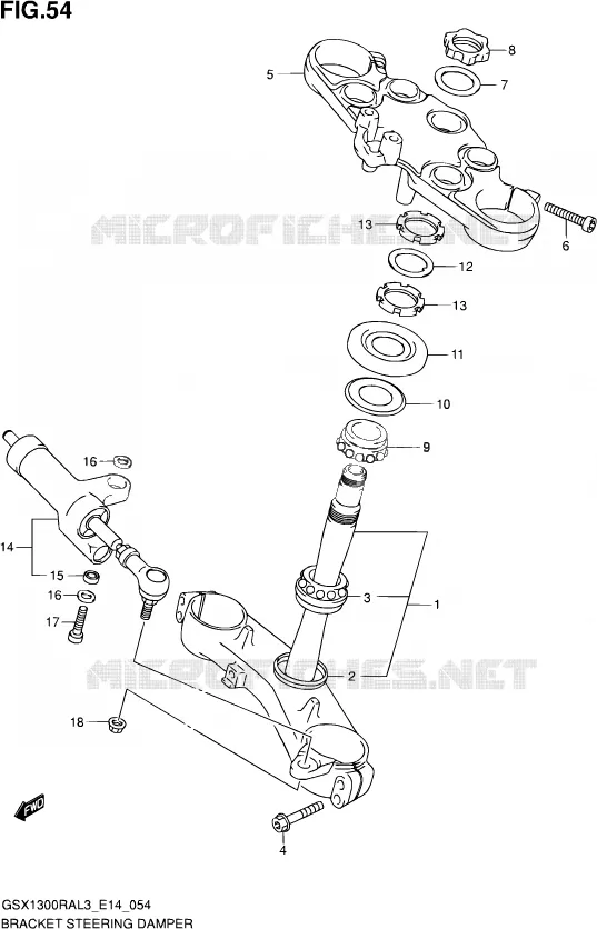 TRIPLE CLAMPS - STEERING DAMPER Suzuki MOTO 1300 HAYABUSA 2013  GSX1300RA L3 (E14)