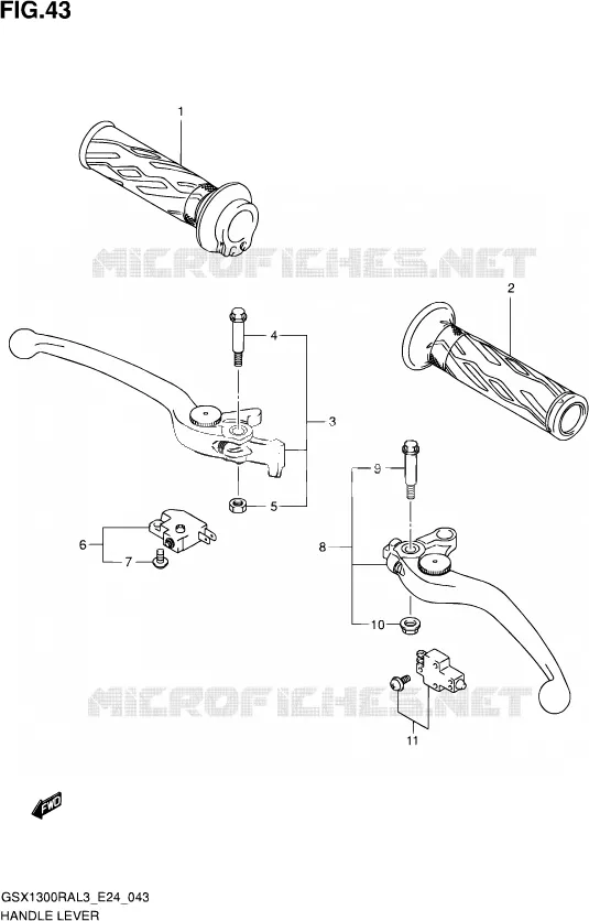 HANDGRIPS - LEVERS  Suzuki MOTO 1300 HAYABUSA 2013  GSX1300RA L3 (E24)