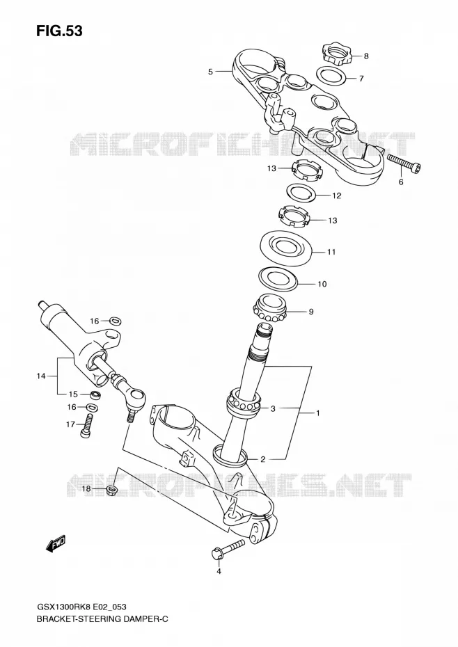 TRIPLE CLAMPS - STEERING DAMPER Suzuki MOTO 1300 HAYABUSA 2008  GSX1300RU2K8(E19)