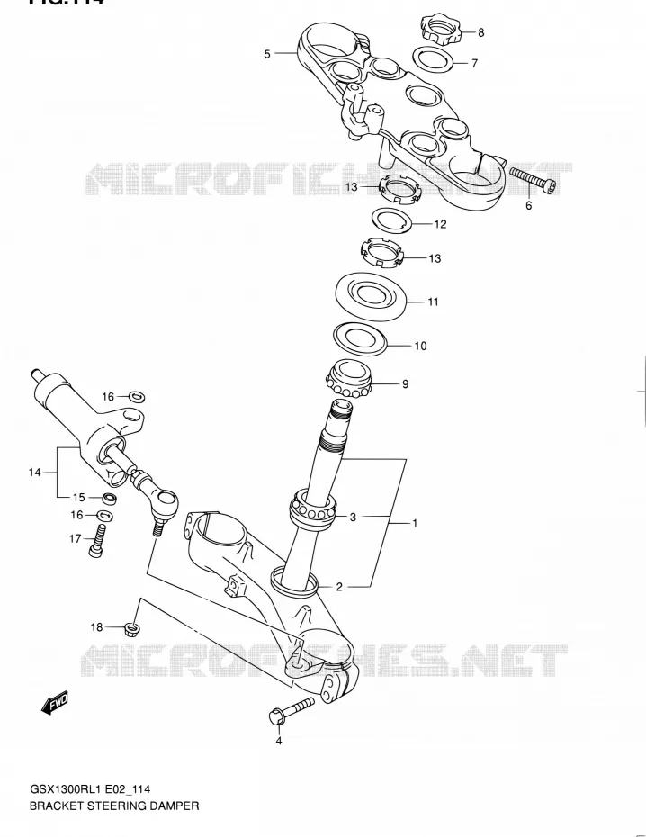 TRIPLE CLAMPS - STEERING DAMPER Suzuki MOTO 1300 HAYABUSA 2012  GSX1300RUFL1(E19)