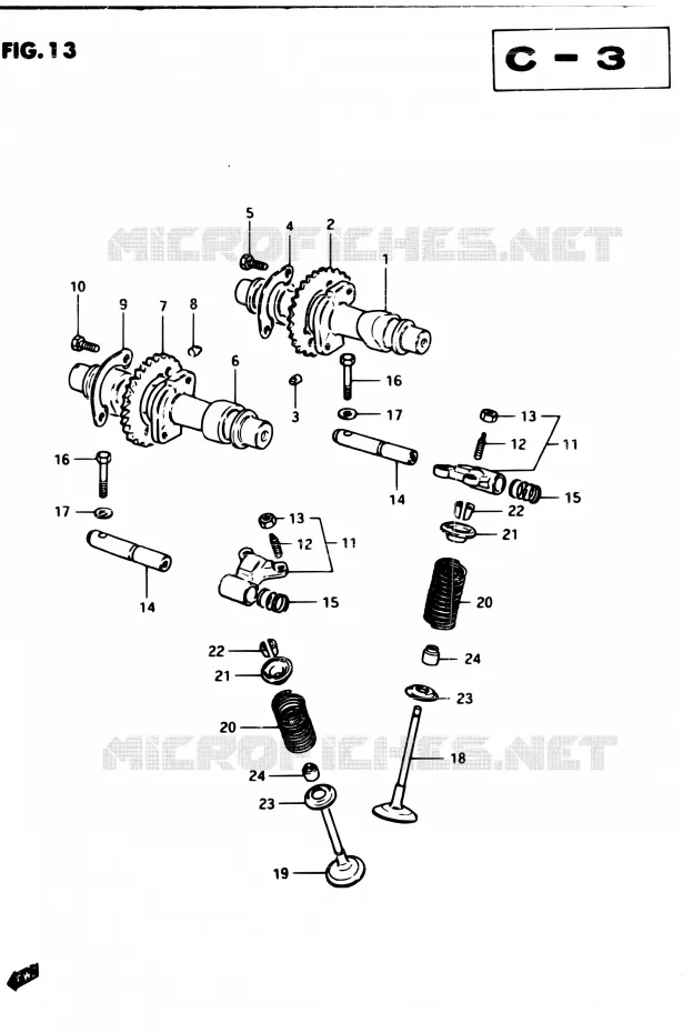 CAMSHAFT - VALVES Suzuki MOTO 250 GSX 1982  GSX250 Z/GSX250E Z/GSX250S Z/GSX250ES Z
