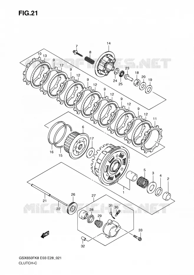 CLUTCH (MODEL K8) Suzuki MOTO 650 GSX-F 2008  GSX650F K8 (E03,E28,E33)