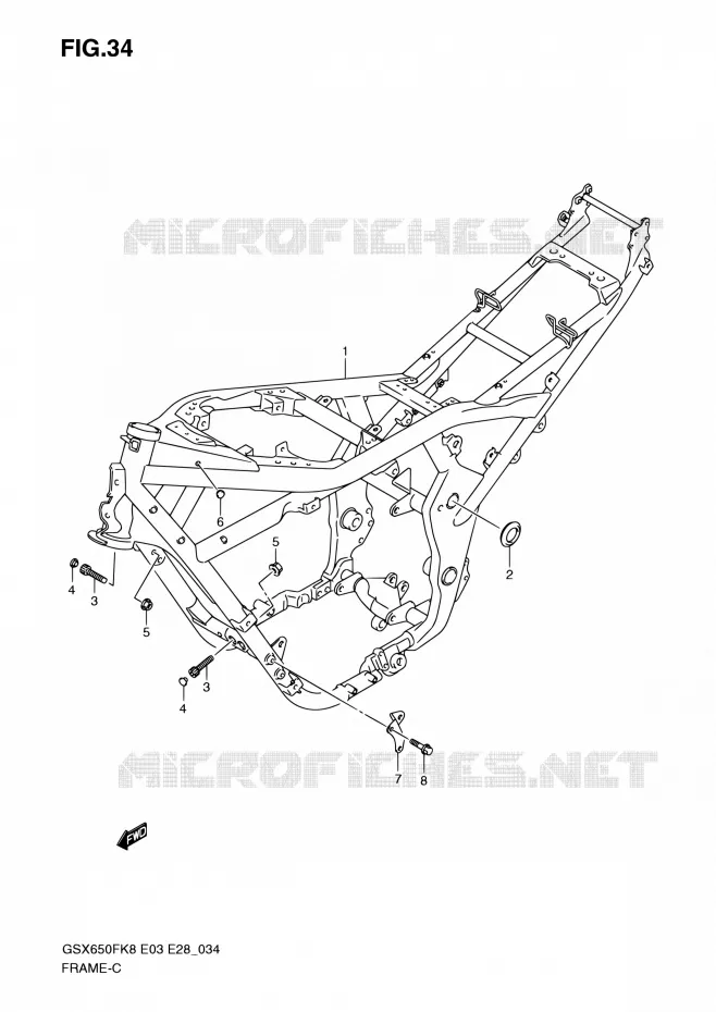 FRAME Suzuki MOTO 650 GSX-F 2008  GSX650F K8 (E03,E28,E33)