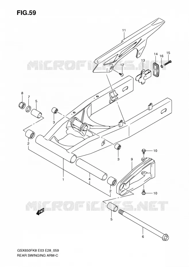 SWINGARM Suzuki MOTO 650 GSX-F 2008  GSX650F K8 (E03,E28,E33)