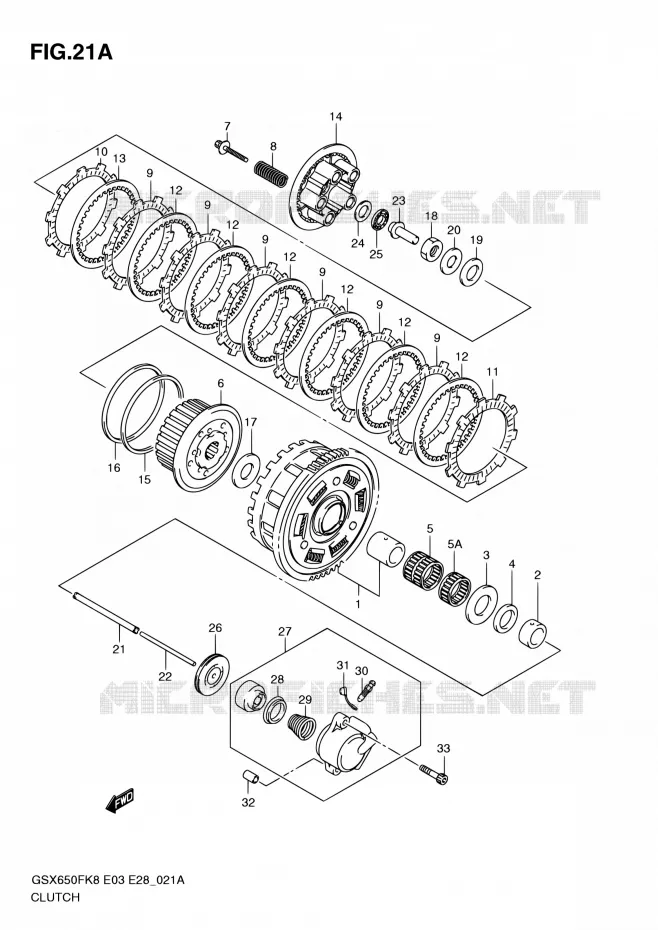 CLUTCH (MODEL K9/L0) Suzuki MOTO 650 GSX-F 2009  GSX650F K9 (E03,E28,E33)