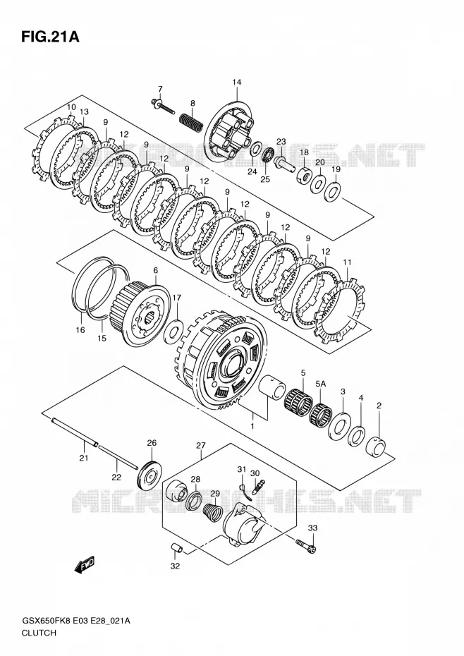 CLUTCH (MODEL K9/L0) Suzuki MOTO 650 GSX-F 2010  GSX650F L0 (E03,E28,E33)