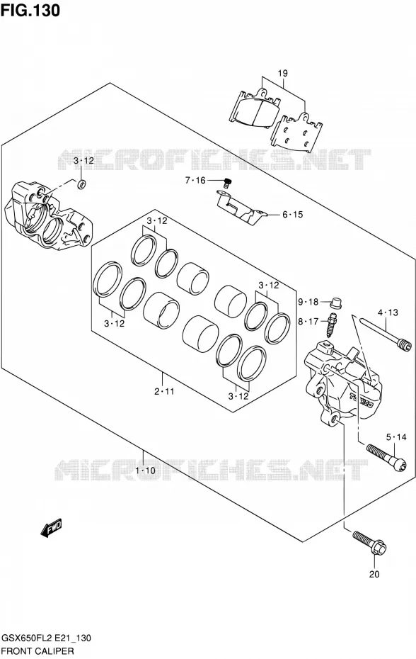 FRONT CALIPER (GSX650FUAL2 E21) Suzuki MOTO 650 GSX-F 2012  GSX650FL2(E21)