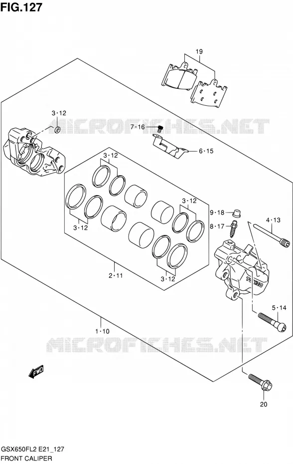 FRONT CALIPER (GSX650FUL2 E21) Suzuki MOTO 650 GSX-F 2012  GSX650FL2(E21)