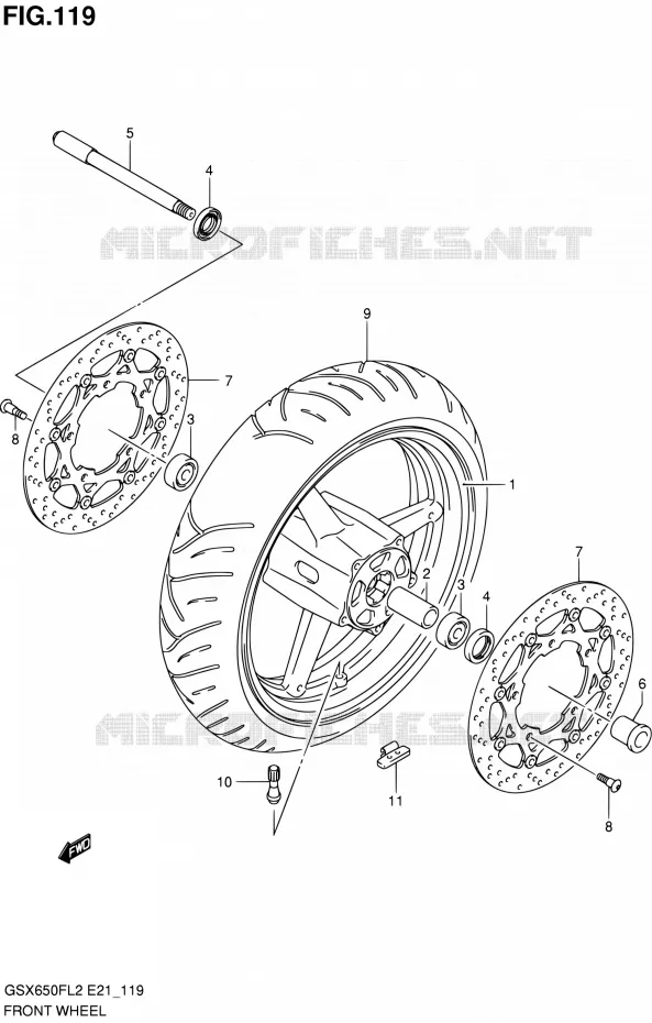 FRONT WHEEL (GSX650FUL2 E21) Suzuki MOTO 650 GSX-F 2012  GSX650FL2(E21)