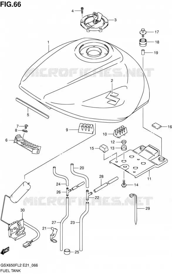 FUEL TANK (GSX650FAL2 E21) Suzuki MOTO 650 GSX-F 2012  GSX650FL2(E21)