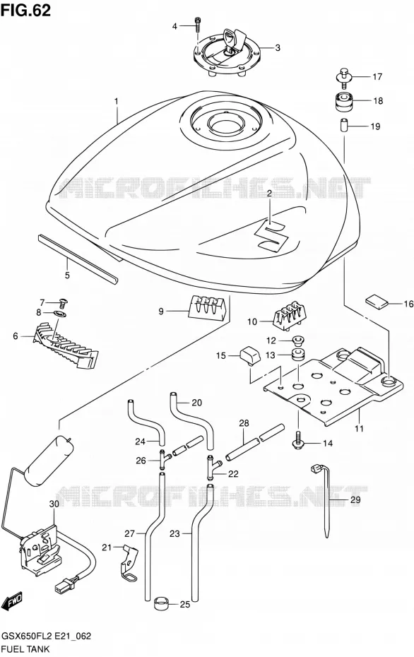 FUEL TANK (GSX650FL2 E21) Suzuki MOTO 650 GSX-F 2012  GSX650FL2(E21)
