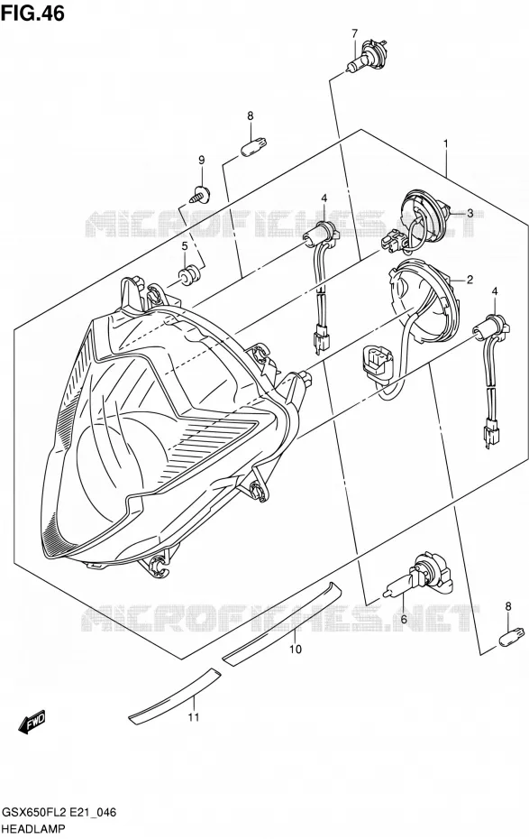 HEAD LAMP (GSX650FUL2 E21) Suzuki MOTO 650 GSX-F 2012  GSX650FL2(E21)