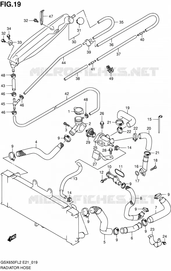 RADIATOR HOSE - EXPANSION TANK Suzuki MOTO 650 GSX-F 2012  GSX650FL2(E21)