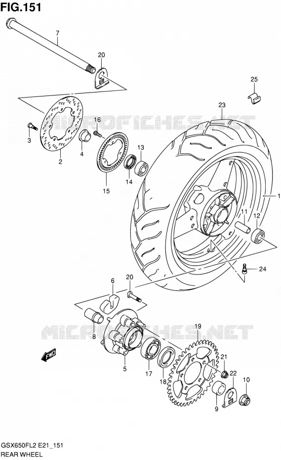 REAR WHEEL (GSX650FUAL2 E21) Suzuki MOTO 650 GSX-F 2012  GSX650FL2(E21)