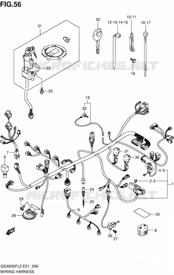 WIRING HARNESS (GSX650FAL2 E21) Suzuki MOTO 650 GSX-F 2012  GSX650FL2(E21)