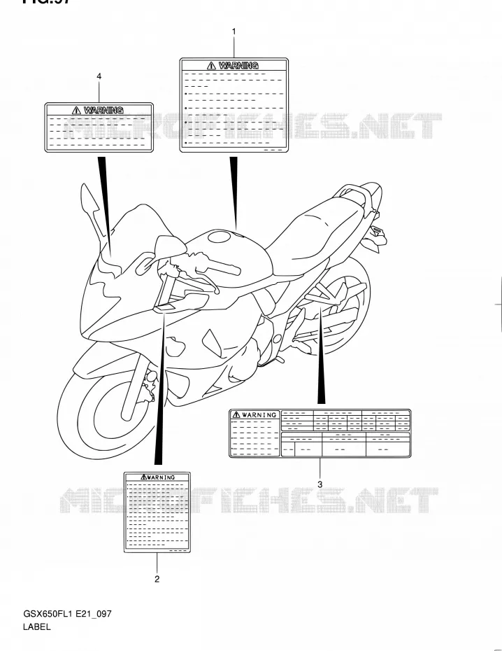 LABEL (GSX650FL1 E21) Suzuki MOTO 650 GSX-F 2011  GSX650FL1(E24)